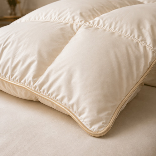 Kołdra z pierza 180x200 ecru – 2,6 kg wsadu, 100% bawełny